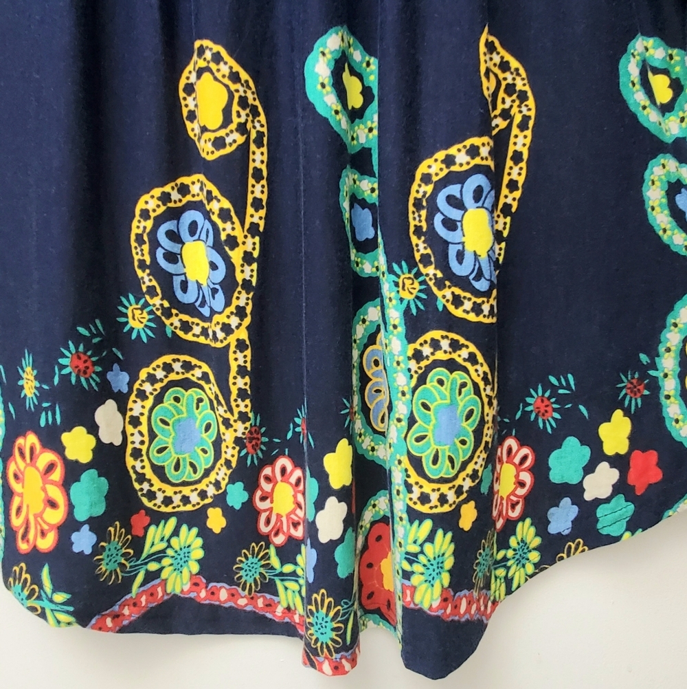 Reborn Navy Blue Floral Boho Hippie Pop Over A-line Dress Size XL New - Picture 2 of 10